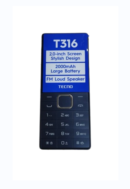 Tecno T316, 2.0" inch display, 2000mAh, 4MB ROM + 4MB RAM,Super Sleek Design, Digital Camera, Dual Sim - Image 2