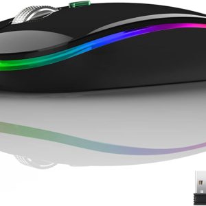Rechargeable Wireless RGB Mouse – Silent Click, Dual Mode (USB + Type-C)