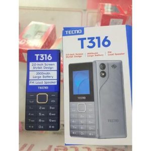 Tecno T316, 2.0" inch display, 2000mAh, 4MB ROM + 4MB RAM,Super Sleek Design, Digital Camera, Dual Sim