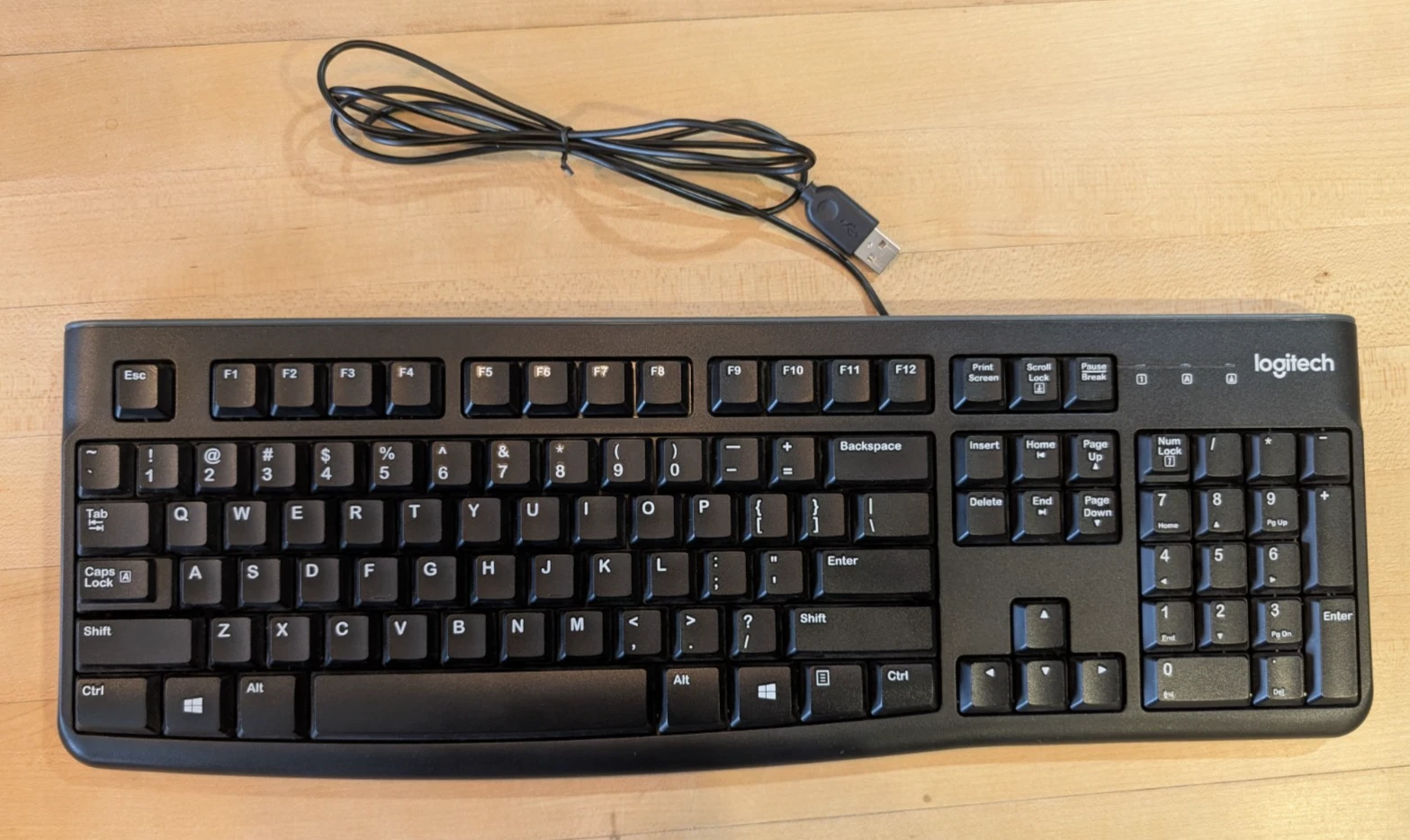 Logitech K120 USB Wired Keyboard – Full-Size, Spill-Resistant, Plug & Play